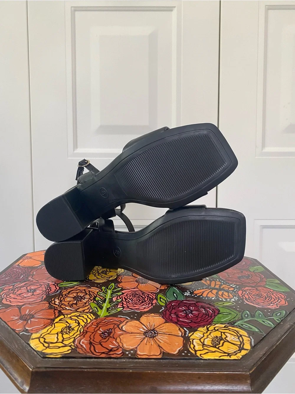 a new day Black Block Heel Ankle-Strap Sandals
